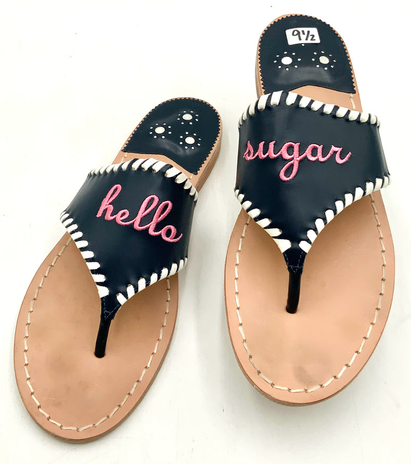 JACK ROGERS xDraper James Midnight/White Pink Hello Sugar Sandals 9.5