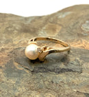 14kt Gold, Diamond & Cultured Akoya Pearl Ring