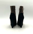 ALAIA Taupe/Black Suede Curved Wedge Lace Up Boots 39.5 AS IS