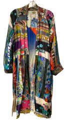JOHNNY WAS Mult Florall Reversible Silk Snap Front Kimono