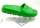 PRADA Mela Green Logo Soft Slide Sandals 38