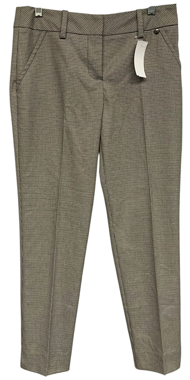TRINA TURK Black/Cream Houndstooth Flat Front Pants