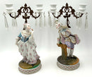 Pair of Antique Bisque Porcelain French Figural Candelabras