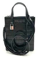 MARC JACOBS Black Embossed Leather Micro Tote Crossbody Bag
