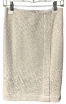 ST JOHN White Knit Front Panel Pencil Skirt