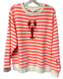 LILLY PULITZER Cane Coral Cream Stripe Beaded So Clawsome Lobster L/S Pullover