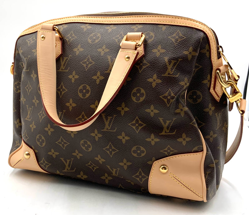 LOUIS VUITTON Vachetta Leather Monogram Canvas Retiro GM Satchel
