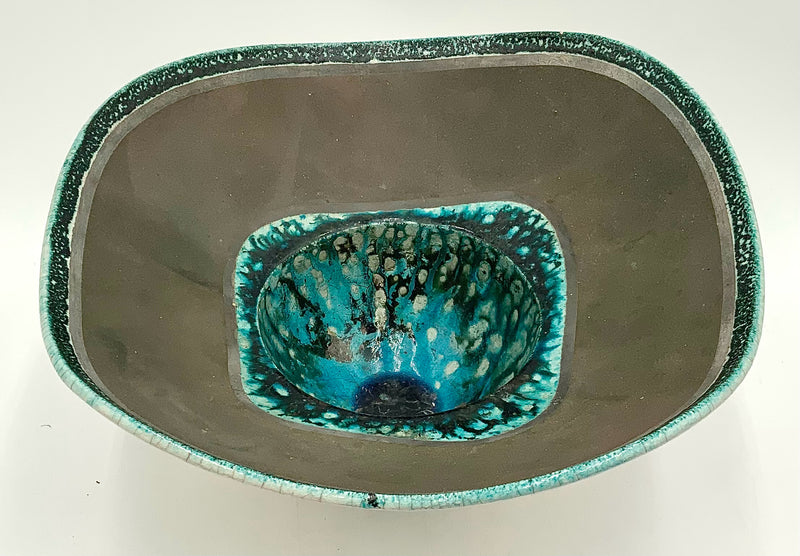 Handmade Pottery Bowl with Turquoise Glaze