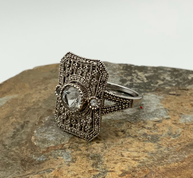 TITANIC COLLECTION Sterling, White Topaz & Diamond Ring