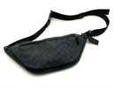 COACH Black Leather Graphite Signature Canvas Warren Belt Bag
