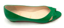 CHRISTIAN LOUBOUTIN Green Patent Leather Croisette Flats 38