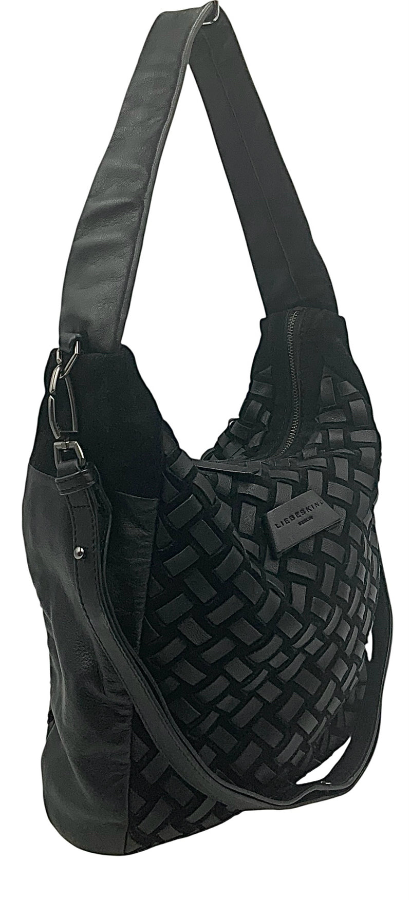 LIEBESKIND Black Leather/Suede Woven Satchel