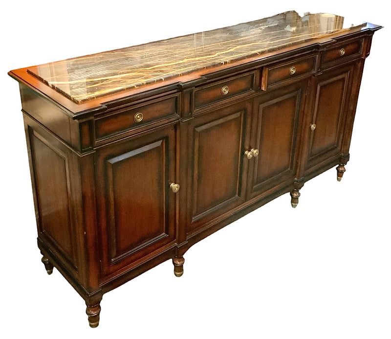 Hickory White Wood Sideboard with Marble Top