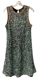 VARUN BAHL Anthropologie Teal Sequin w/Embroid Trim  A-line Dress