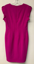ESCADA Magenta V-Neck Cap Sleeve Back Zip Wool Sheath Dress