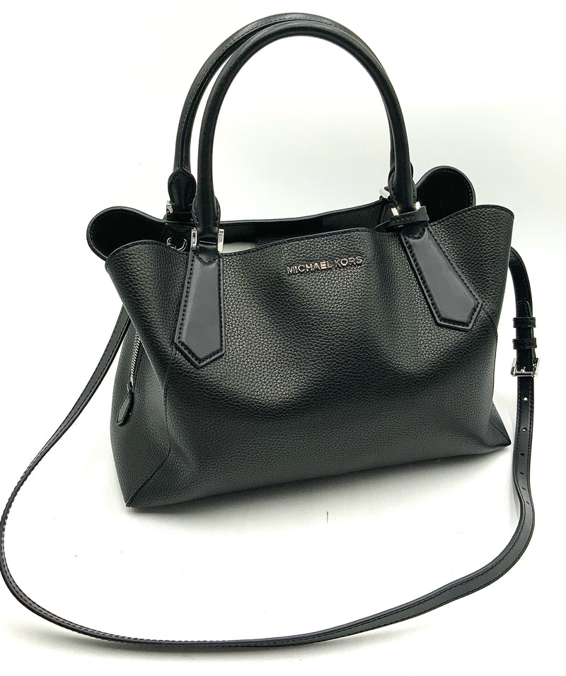 MICHAEL KORS Black Pebbled Leather Satchel