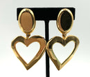 Gold Tone Open Heart Clip Earrings