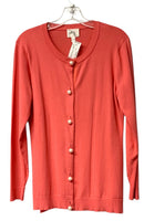 MILLY Coral w/Faux Pearl Buttons L/S Cardigan