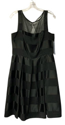 LONDON TIMES Black Stripe w/Mesh Neckline S/L Dress