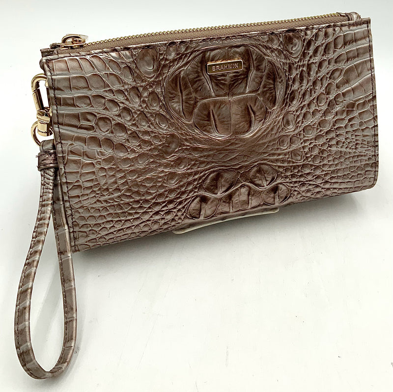 BRAHMIN Silver Lining Emboss Lea "Daisy" Wristlet