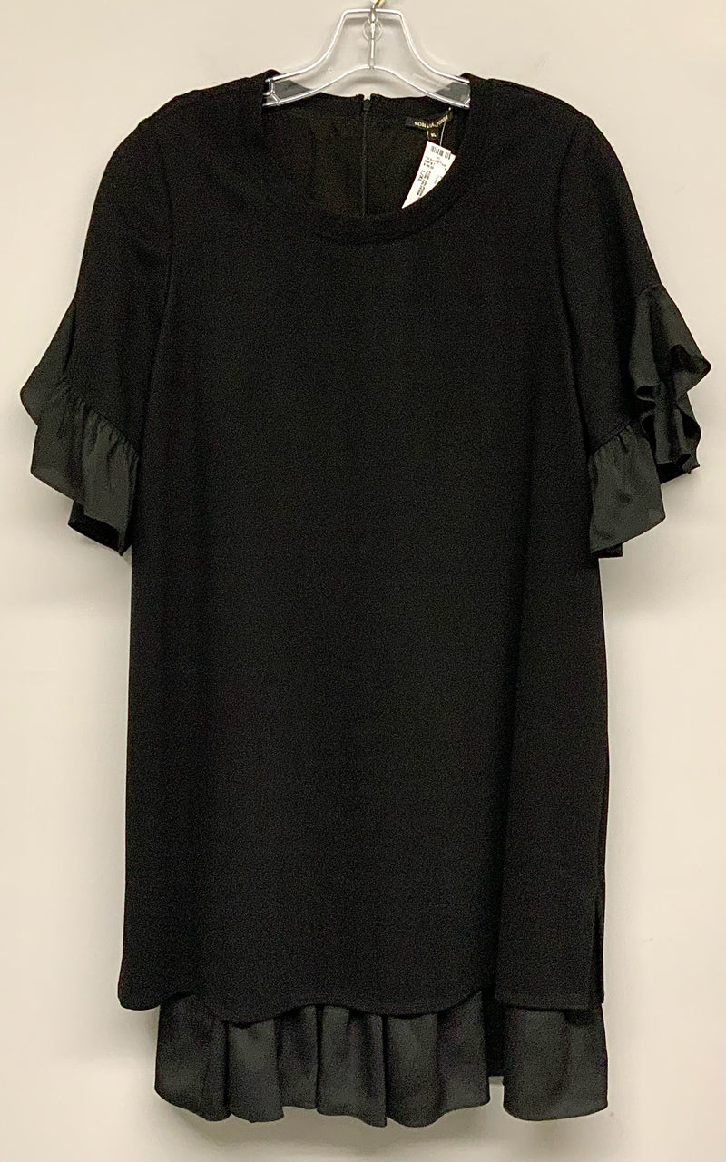 KOBI HALPERIN Black Ruffled Detail Shift Savina Dress