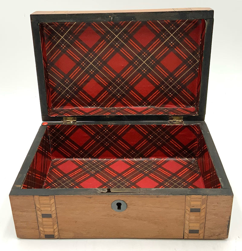 Antique Wood Box with Marquetry Inlay