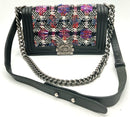CHANEL Black Leather Purple Multi Tweed Boy Bag NEW PRICE!