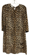 EQUIPMENT Brown/Black Animal Print 3/4 Sleeve "Aubrey" Silk Dress