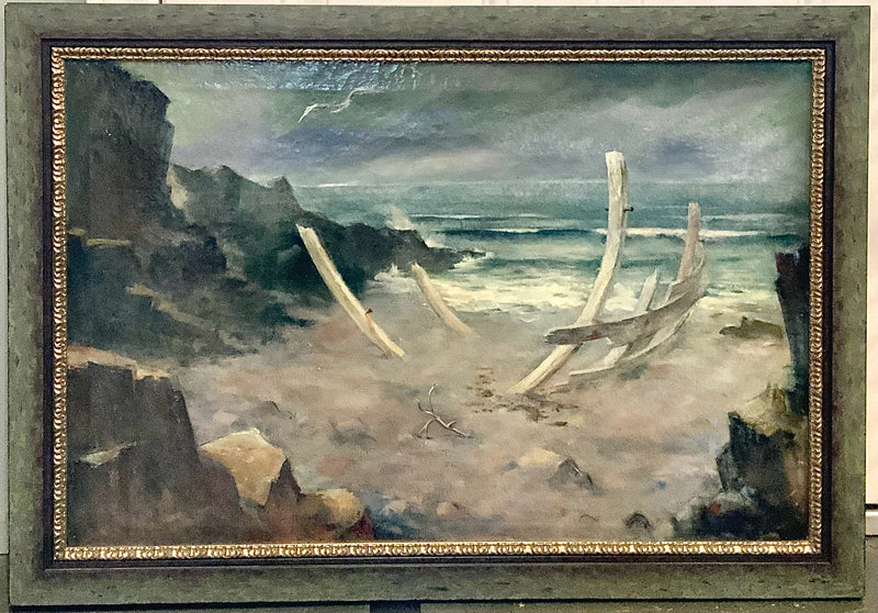 Edward Hergelroth Vintage Framed Oil on Canvas of Cape Neddick, Maine