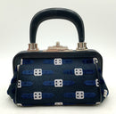 ROBERTA DI CAMERINO Navy Fabric Leather Trim Blue White Velvet Accent Bag
