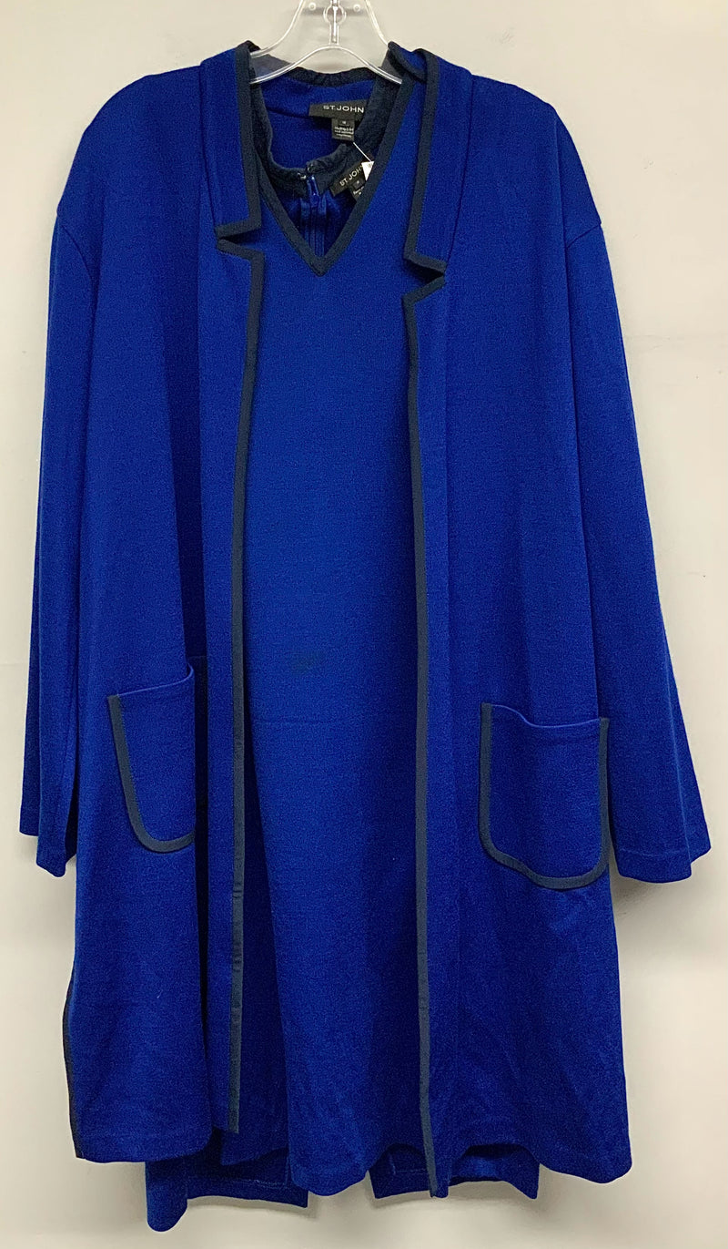 ST JOHN Cobalt Blue/Blk Sheath & Duster 2 Pcs