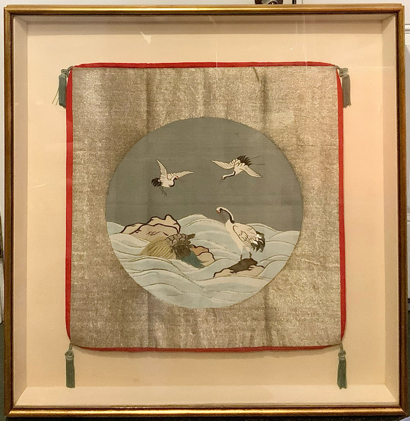 Framed Japanese Silk Embroidery