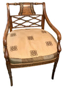 French Style Arm Chair With Upholstered Cushion