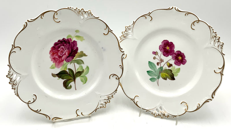 Pair of Antique English Plates with Floral Motif