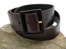 YSL Brown Metallic Leather Acrylic Buckle Belt