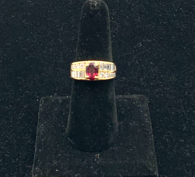 18kt Ruby & Channel Set Diamond Ring