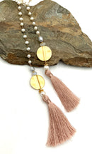 PEYTON WILLIAM Goldtone Pearl Tassel Fringe Lariat Necklace