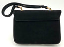 ROSINA FERRAGAMO Vintage Black Suede Tan/Brown Spotted Calf Hair Turnlock Bag
