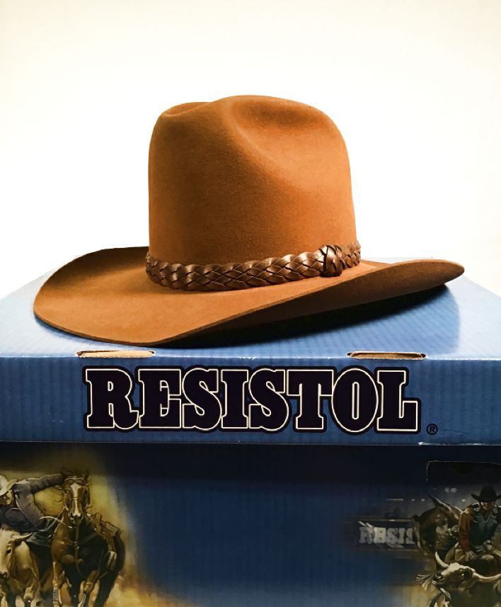 RESISTOL Camel Felt Brown Braided Brand Stagecoach Western Hat