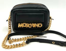 MOSCHINO Couture Black Leather Gold Balloon Letters Chain Strap Camera Bag