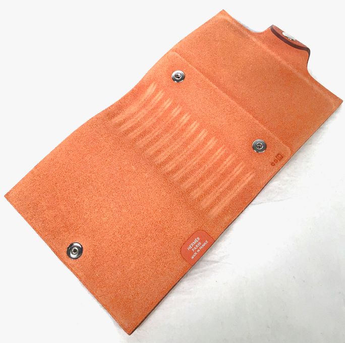 HERMES Orange Togo Calfskin Leather Mini Ulysse Notebook w/ Paper