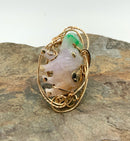 14kt Gold, Gold Plated Metal & Jade Elephant Wire Wrapped Ring