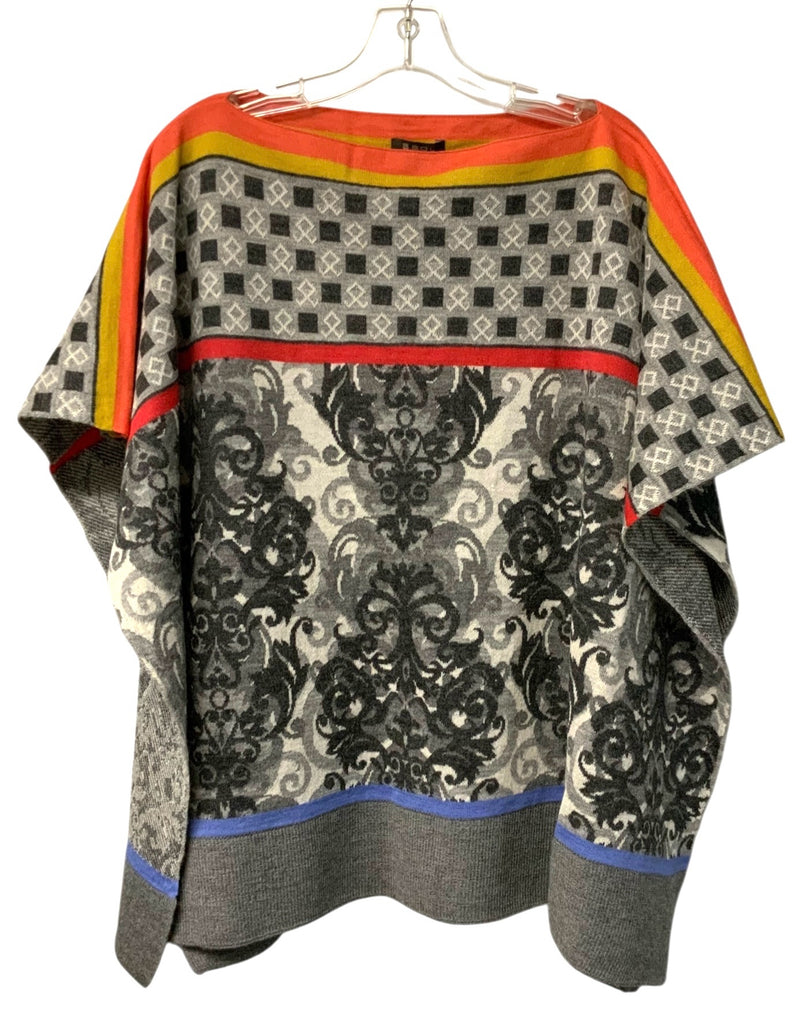 SOL ALPACA Grey Multi Baby Alpaca Amadeus Poncho