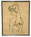 Vintage Picasso Line Drawing Print in Black Frame