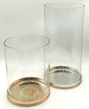 Pair of RALPH LAUREN Glass Hurricanes with Silver Base