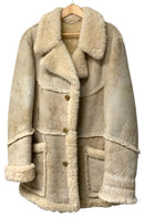 WALKER'S Vintage Cream Sheepskin & Shearling Heavy Coat sz 42