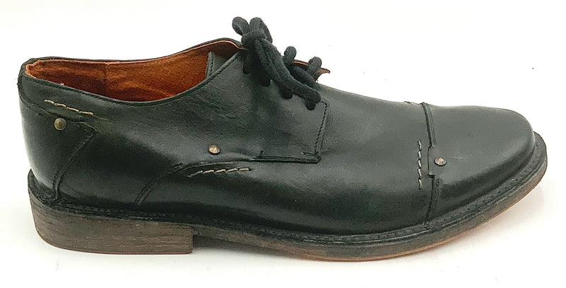 BEDSTU Black Leather Rivet Accent Lace Up Derby Shoes 11