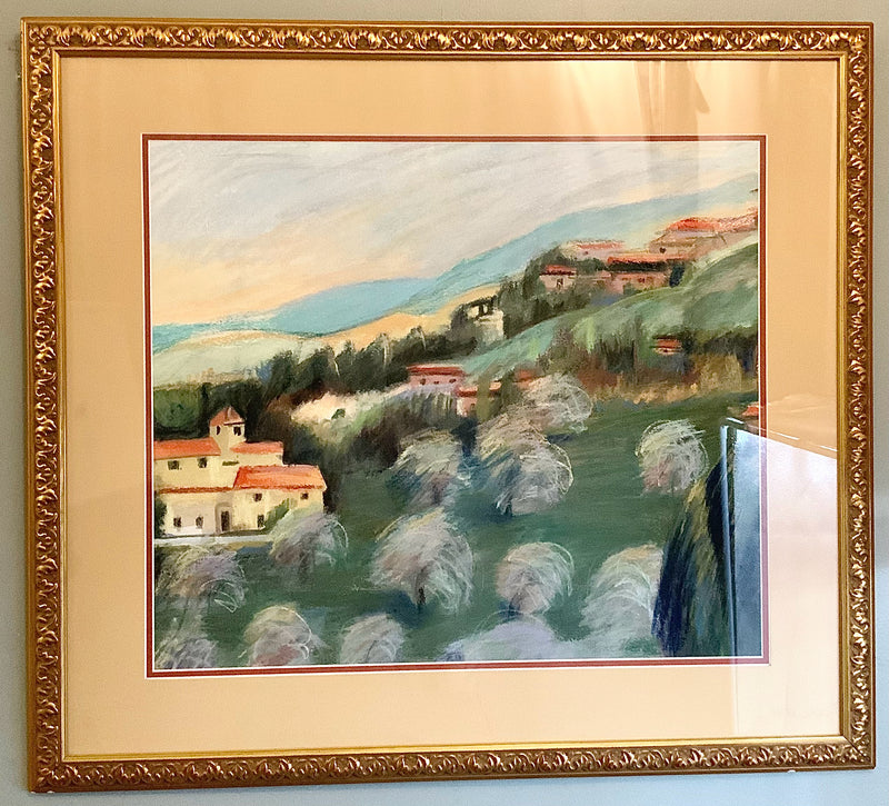 Framed Original Pastel of Tuscany