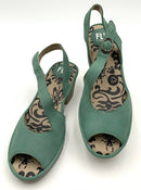 FLY LONDON Jade Green Suede Heeled Sandals 7