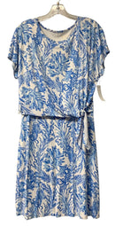 LILLY PULITZER Blue/White Ocean Theme "Inka" Tie Waist S/S Dress